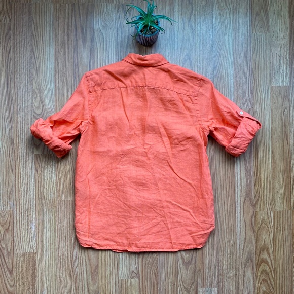 Ralph Lauren’s Petite Linen Orange Button Down - Picture 4 of 6